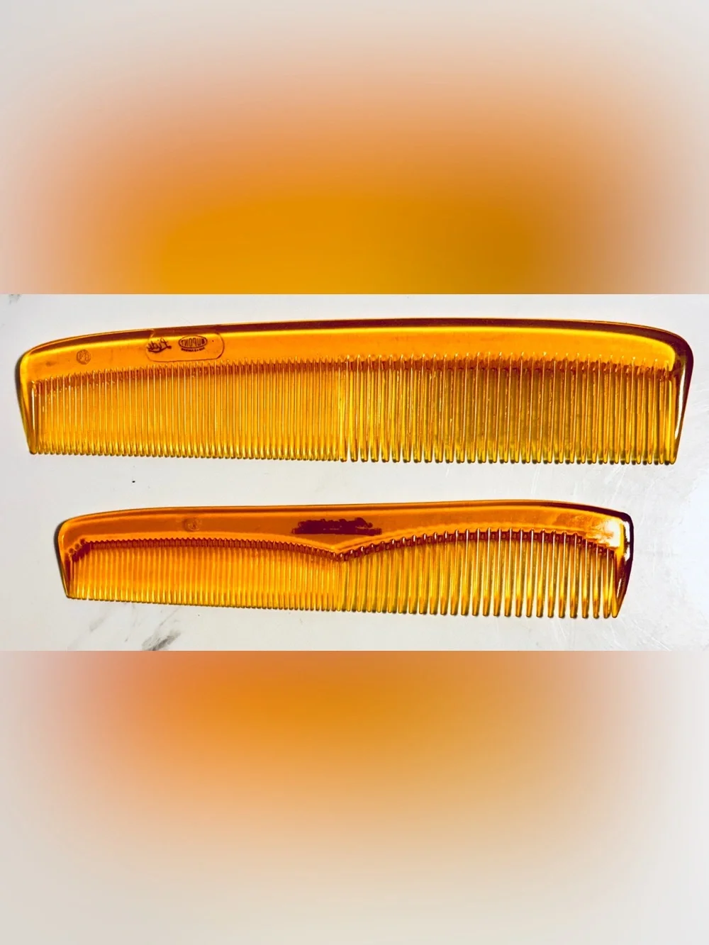 Vintage Amber Comb Lot of 2 - Amberine 120 & DuPont Lido - Excellent Condition